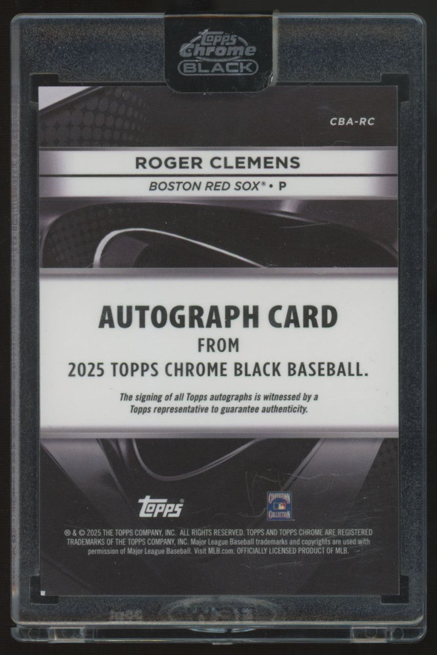 2025 Topps Chrome Black Roger Clemens Orange Refractor Auto /25 #CBA-RC