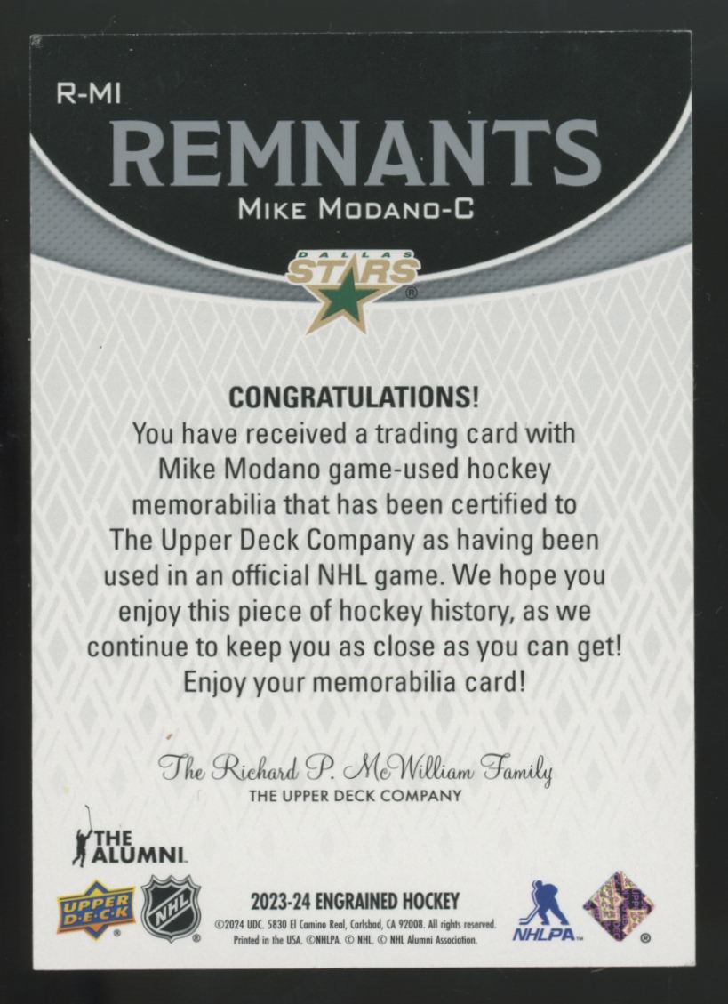 2023-24 Upper Deck Engrained Mike Modano Remnants Patch #R-MI