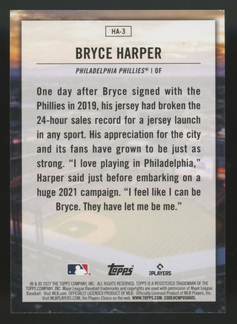2022 Topps Series One Bryce Harper Home Field Advantage #HA-3