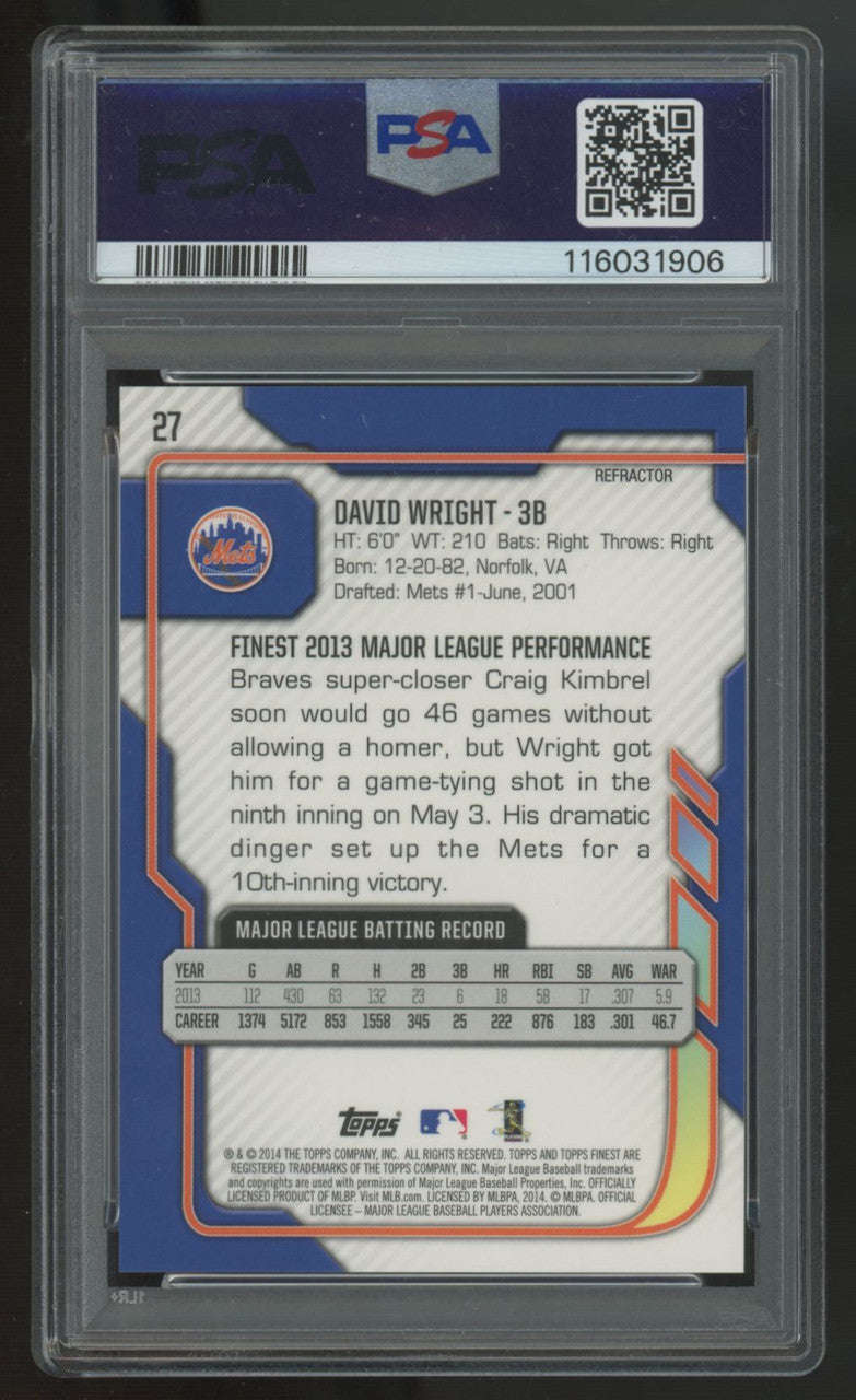 2014 Topps Finest David Wright Atomic Refractor /5 #27 PSA 10