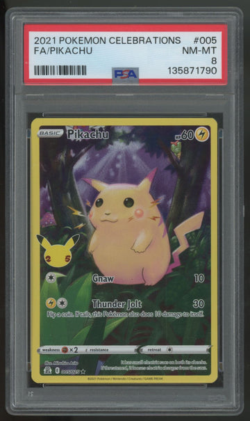 2021 Pokemon Pikachu Celebrations Full Art #5 PSA 8