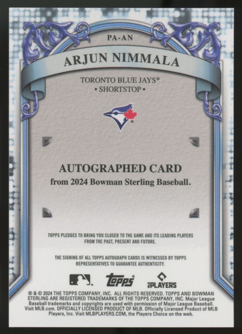 2024 Bowman Sterling Arjun Nimmala Prospect Auto #PA-AN