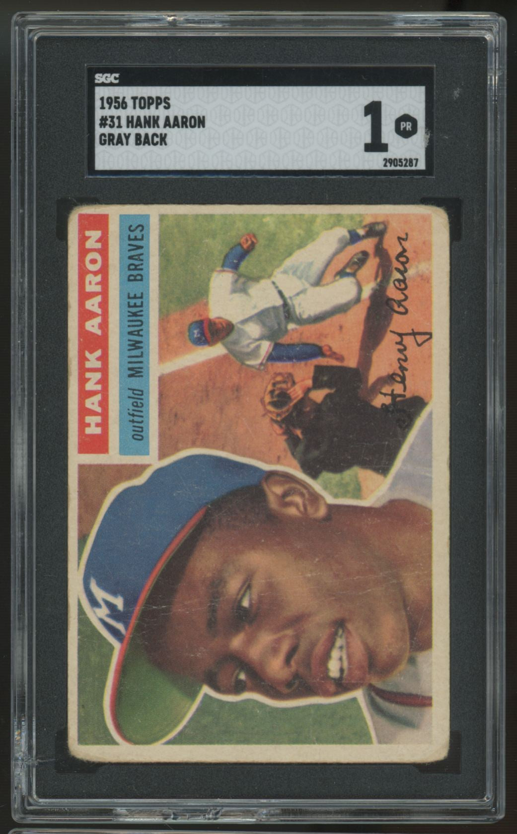 1956 Topps Hank Aaron Grey Back #31 SGC 1 *287