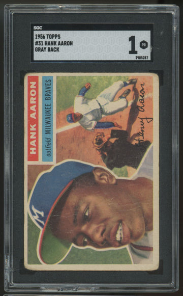 1956 Topps Hank Aaron Grey Back #31 SGC 1 *287