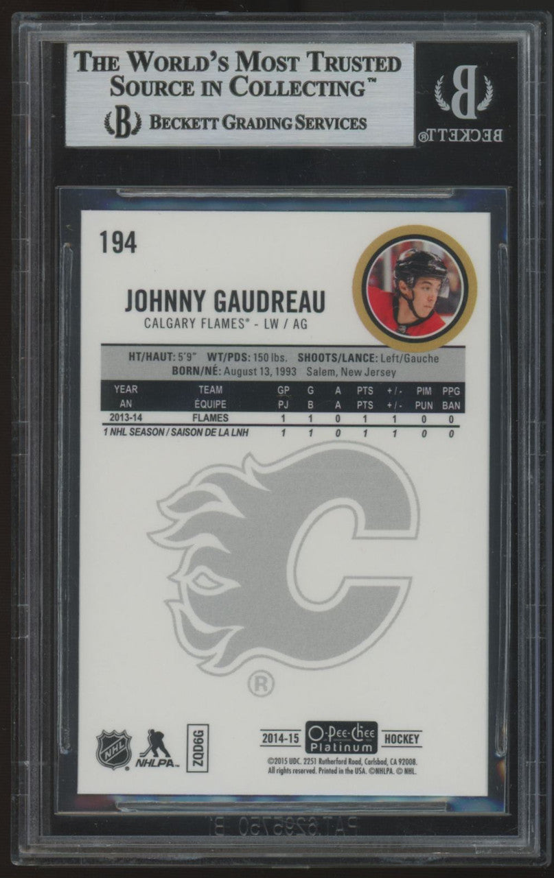2014-15 O-Pee-Chee Platinum Johnny Gaudreau RC #194 BGS 9