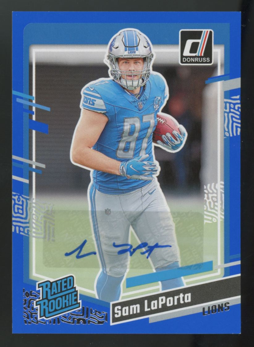 2023 Panini Donruss Sam LaPorta RC Blue Rated Rookie Auto #332