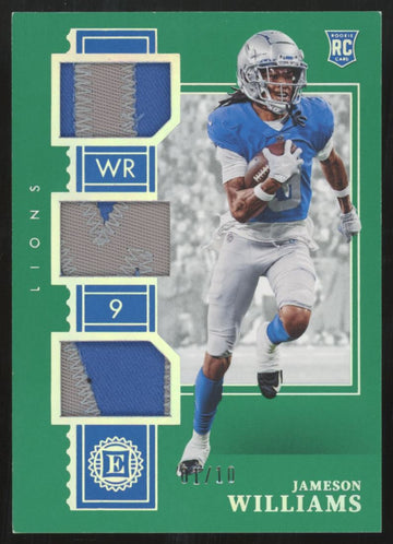 2022 Panini Encased Jameson Williams RC Emerald Triple Patch /10 #RTM-8