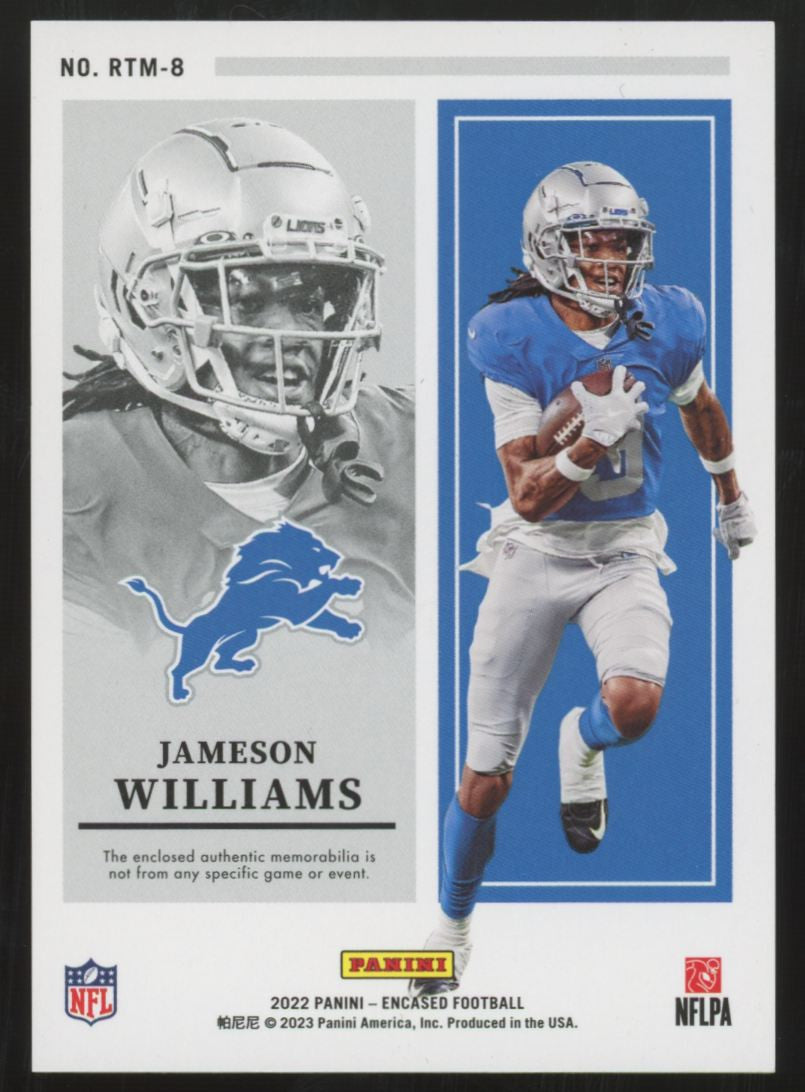 2022 Panini Encased Jameson Williams RC Emerald Triple Patch /10 #RTM-8