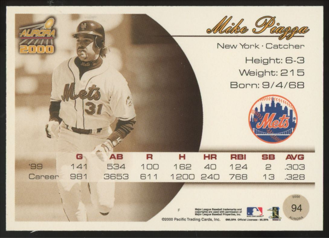 2000 Pacific Aurora Mike Piazza Blue Premiere Date /52 #94