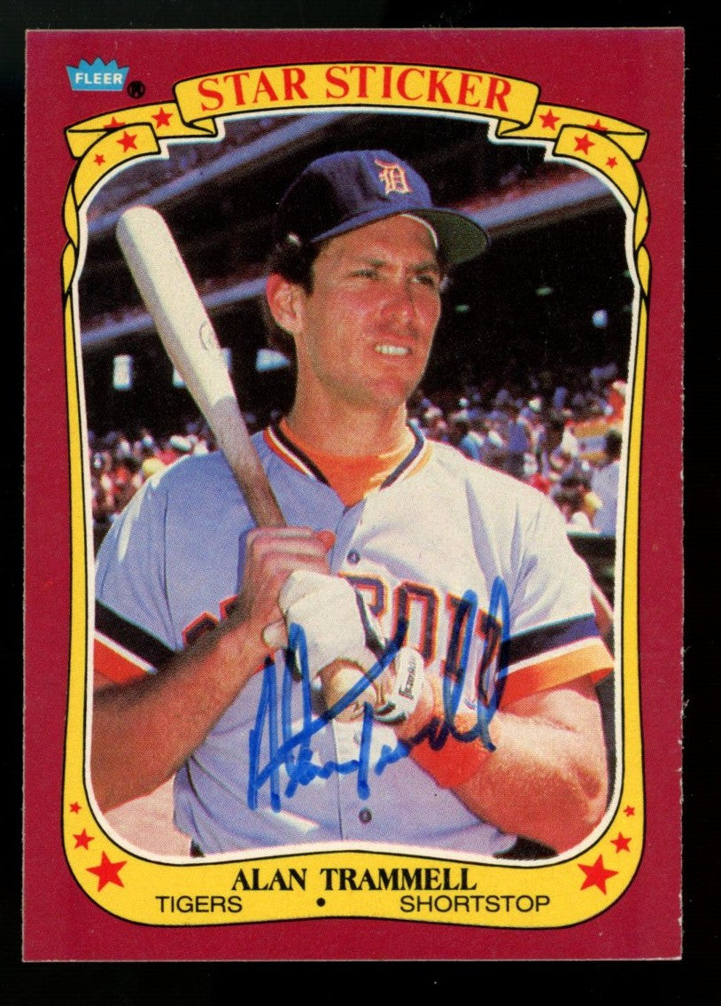 1986 Fleer Alan Trammell Star Sticker #121 Signed Autographed Card JSA