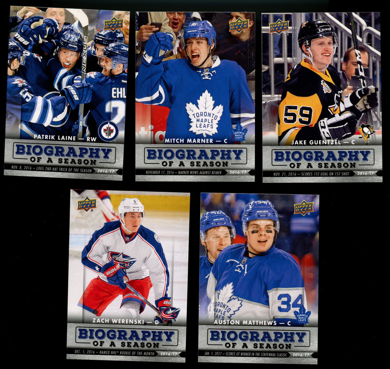 2016/17 Upper Deck Auston Matthews Biography of a Season RC Set (10)