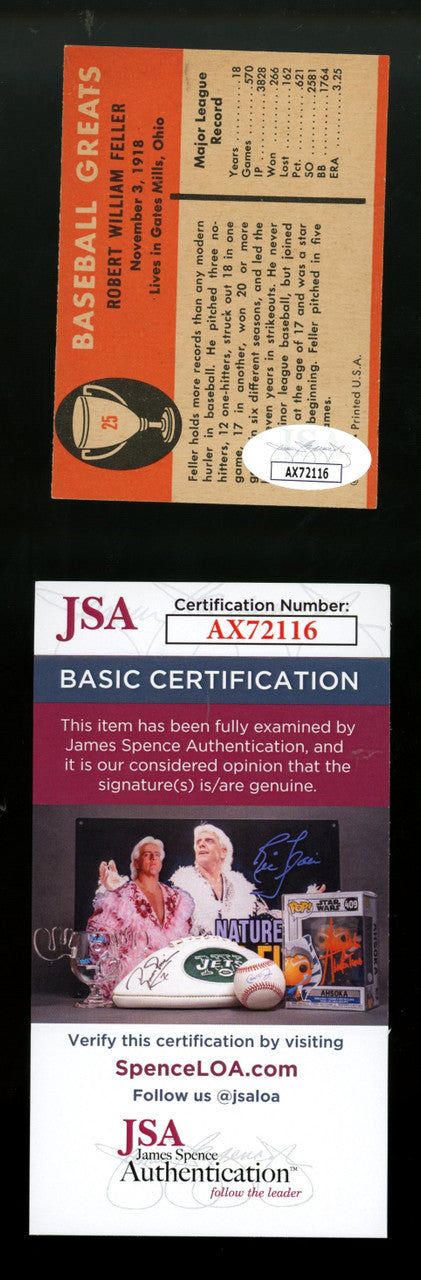 1961 Fleer Bob Feller #25 Signed Autographed Card JSA