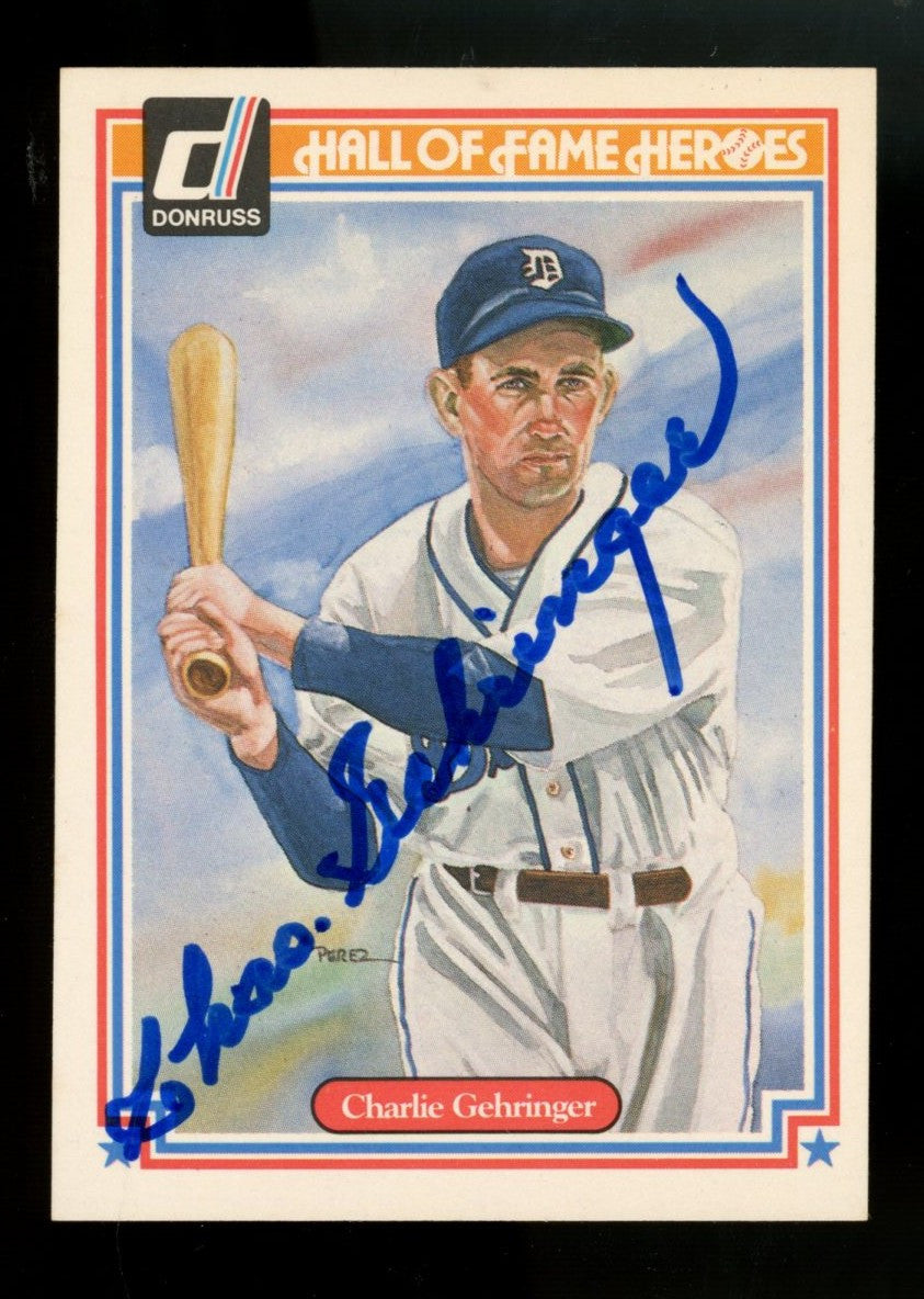 1983 Donruss Charlie Gehringer HOF Heroes #28 Signed Autographed Card JSA