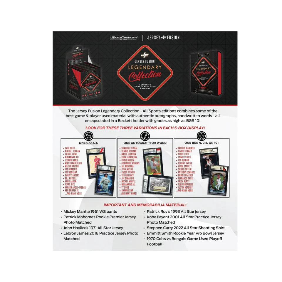 2025 Jersey Fusion Legendary Collection Hobby Pack