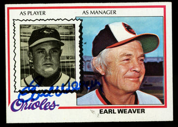 1978 Topps Earl Weaver #211 Signed Autographed Card JSA