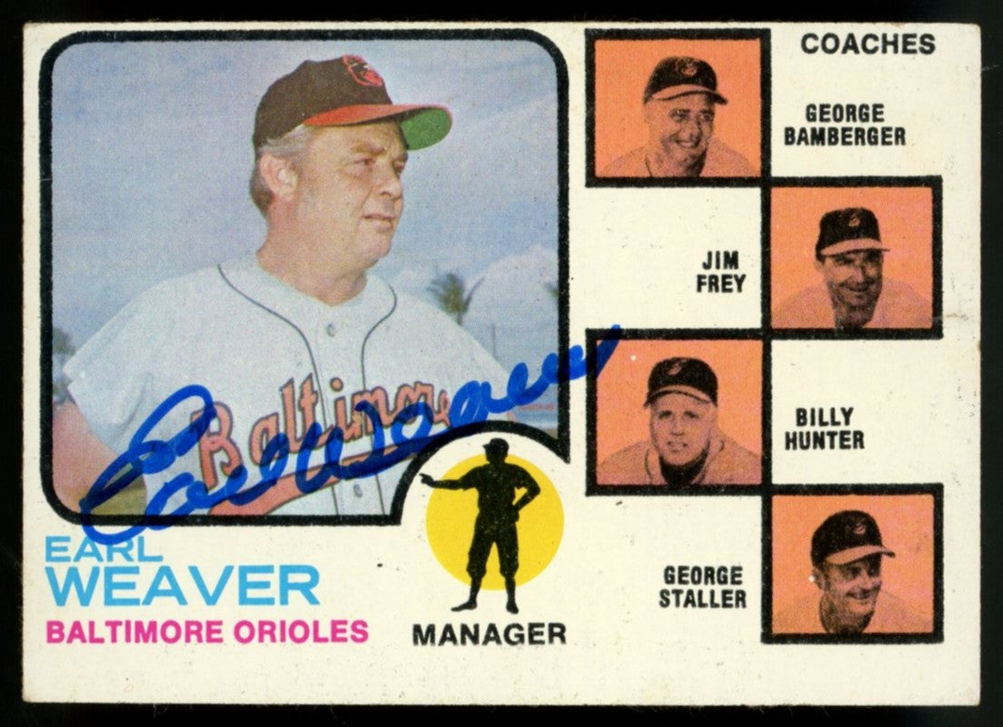 1973 Topps Earl Weaver #136 Signed Autographed Card JSA