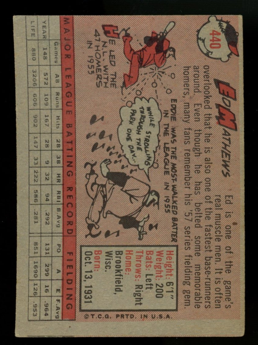 1958 Topps Ed Mathews #440 VG/EX