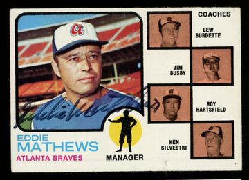 1973 Topps Eddie Mathews #237 Signed Autographed Card JSA