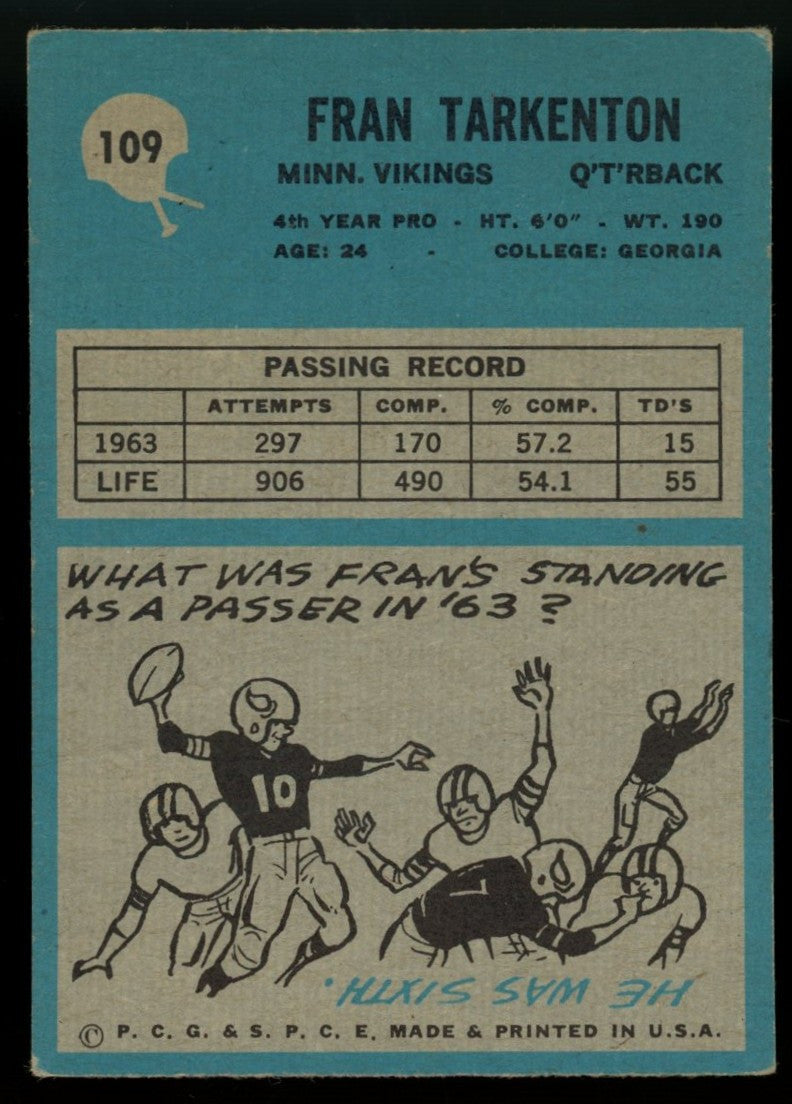 1964 Philadelphia Fran Tarkenton #109 EX