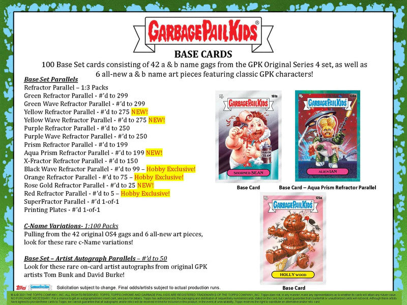 2021 Topps Garbage Pail Kids Chrome Series 4 Hobby Box