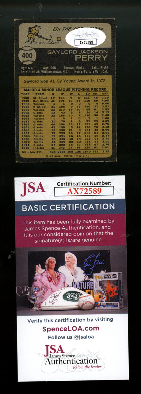 1973 Topps Gaylord Perry #400 Signed Autographed Card JSA