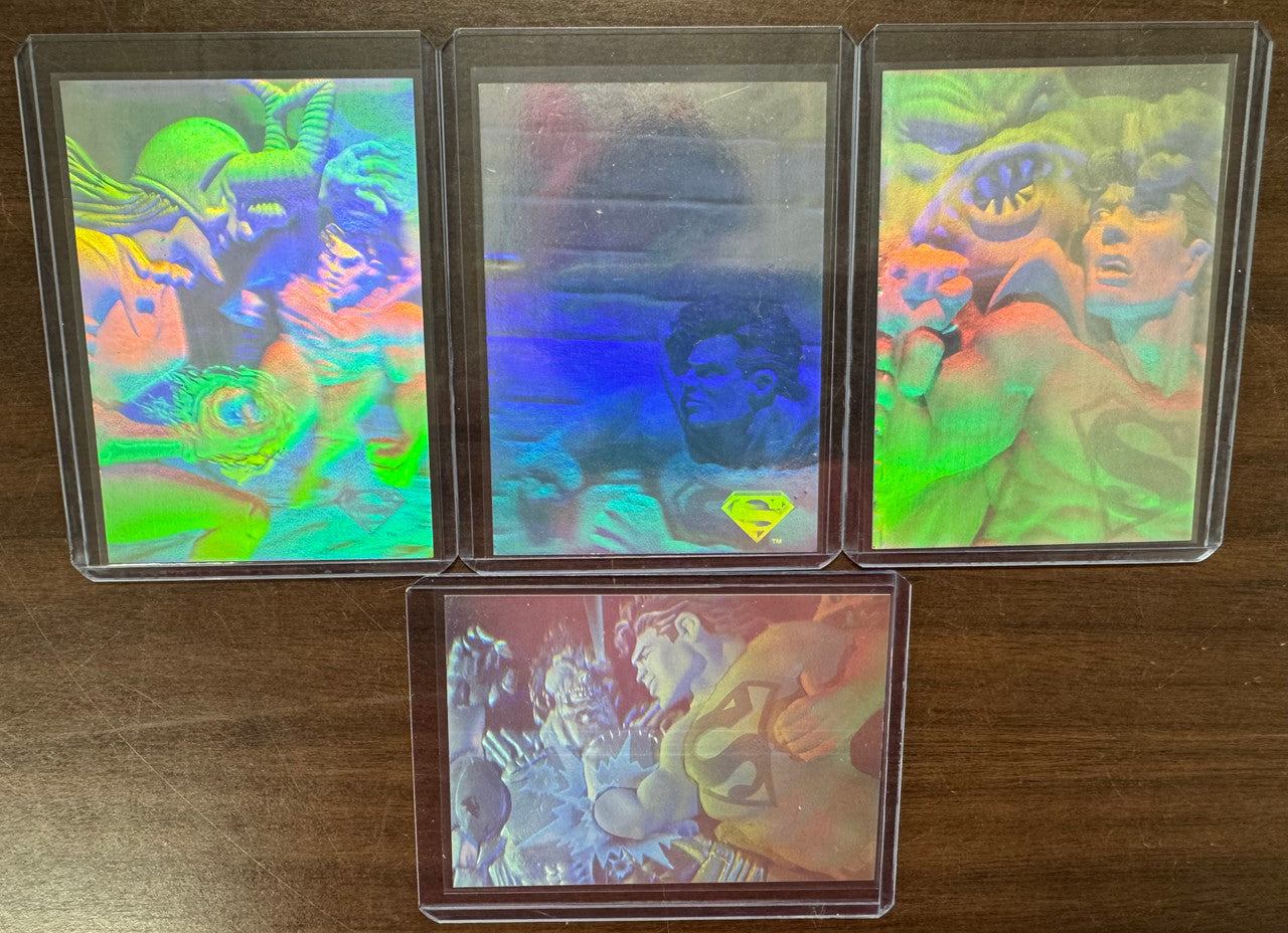 1996 Skybox Fleer Superman Holo Series H1-H4 Insert Set EX