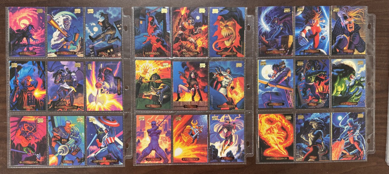 1994 Fleer Marvel Masterpieces Complete Base Set (140) NM (B)
