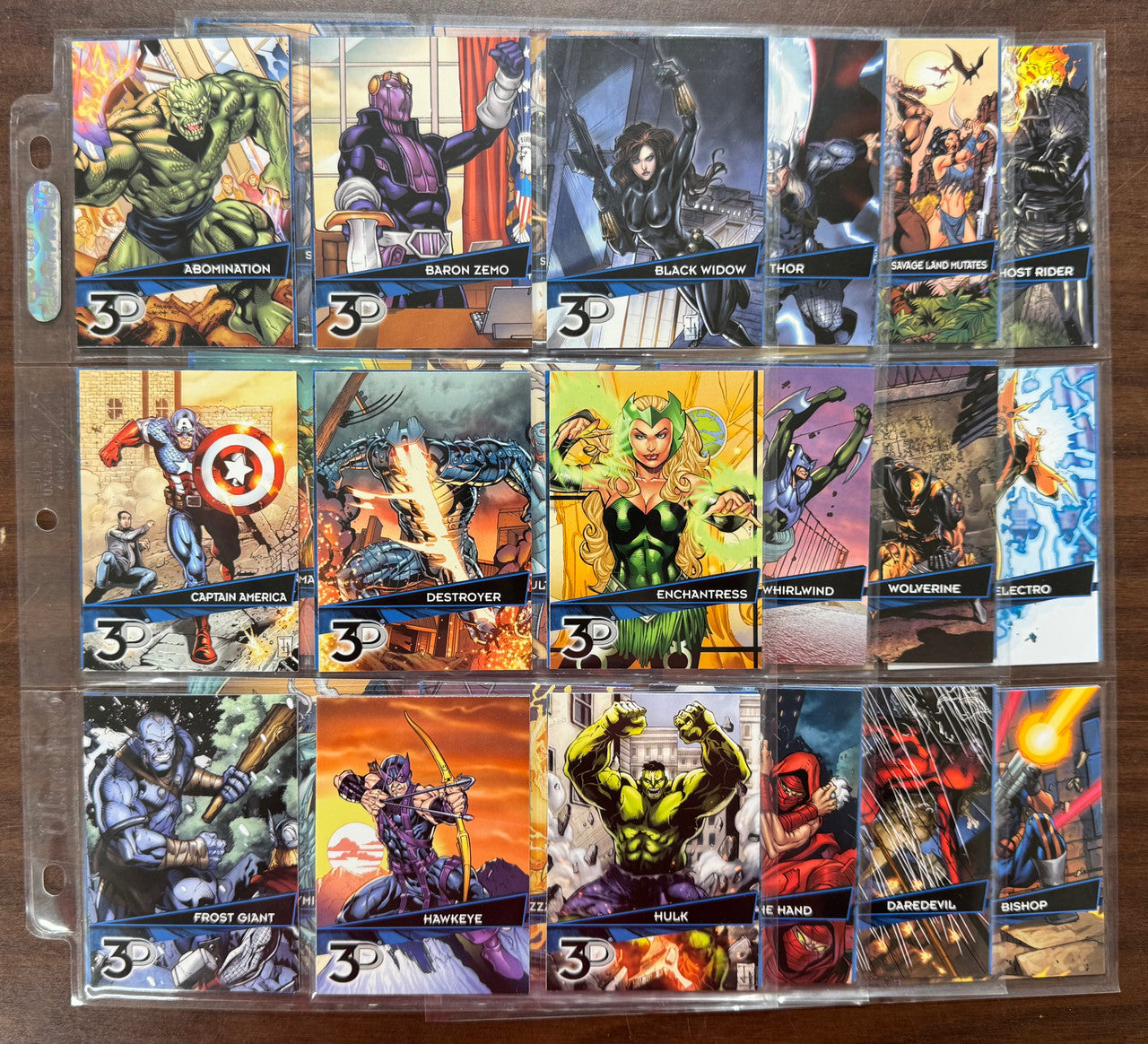 2015 Upper Deck Marvel 3D Complete Base Set (72) NM