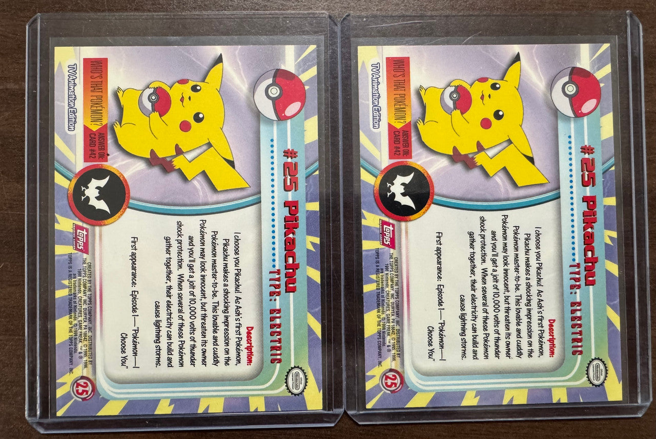 1999 Topps Pokemon Series 1 Red Logo Pikachu #25 Set NM