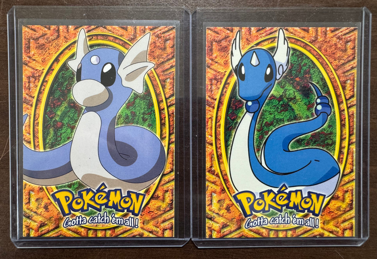 1999 Topps Pokemon Series 1 Dratini and Dragonair Blue Logo Set NM