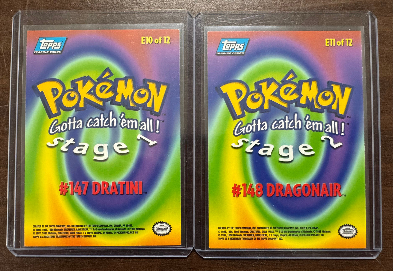 1999 Topps Pokemon Series 1 Dratini and Dragonair Blue Logo Set NM