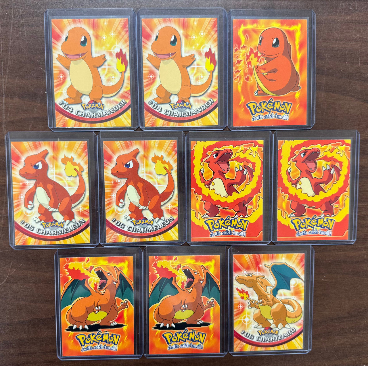 1999 Topps Pokemon Series 1 Charmander-Charizard Evolution Set Red Logo NM