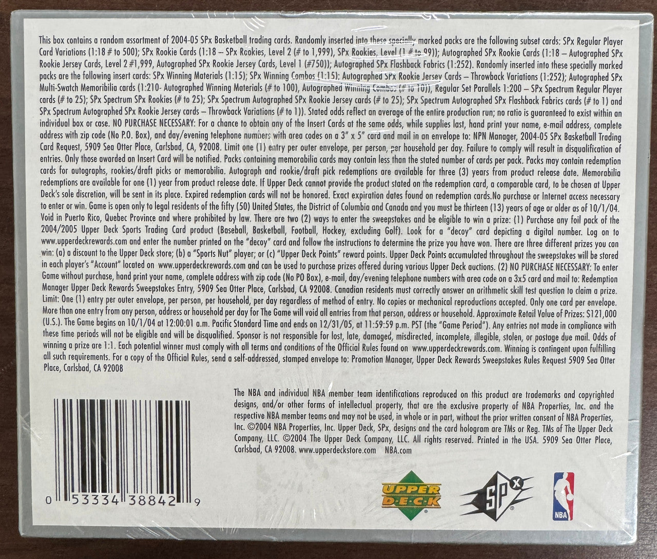 2004/05 Upper Deck SPx Basketball Hobby Box Factory Sealed