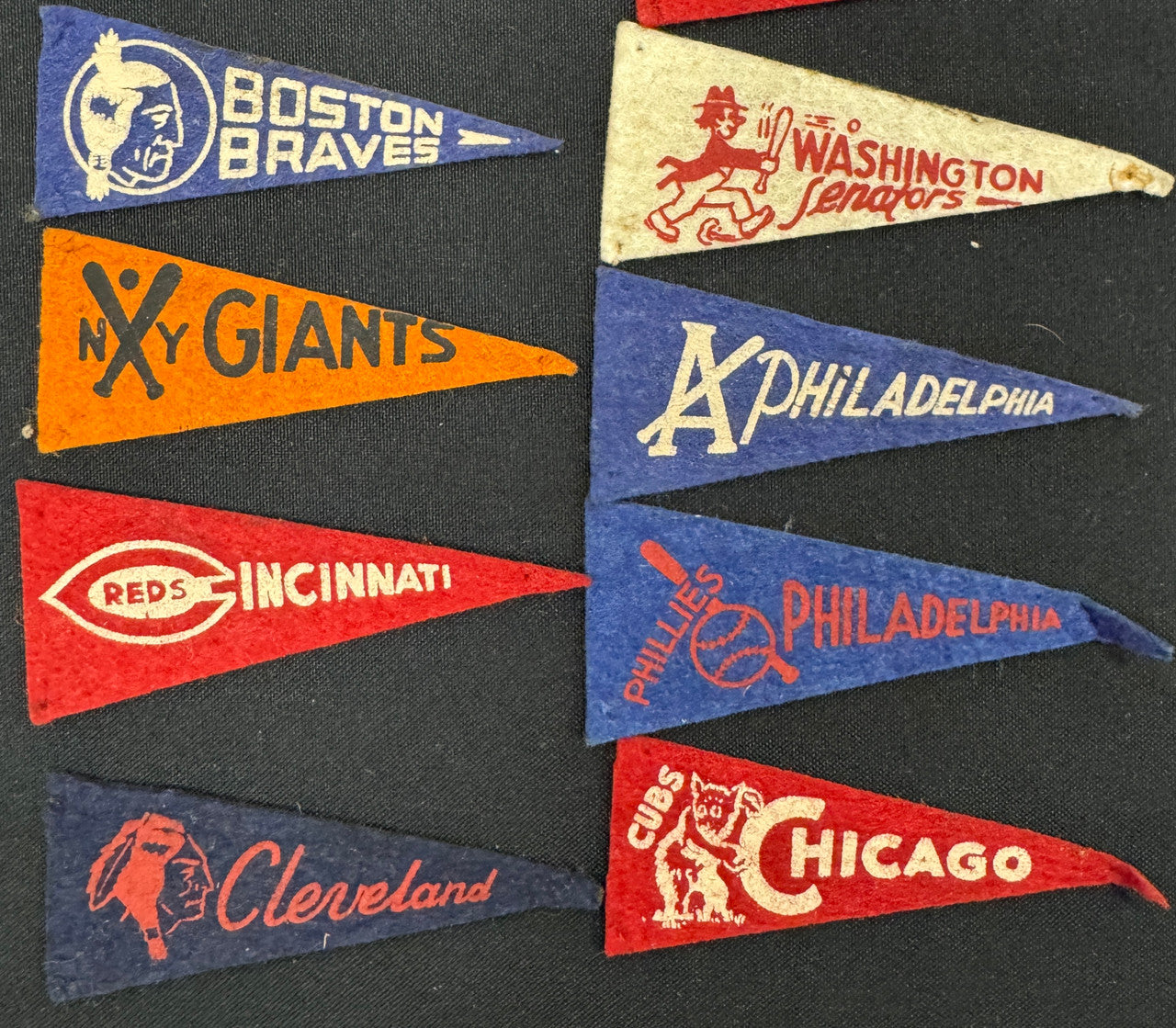 1946-50 American Nut & Chocolate Pennant Set (16) and Near Pin Set (12/16)
