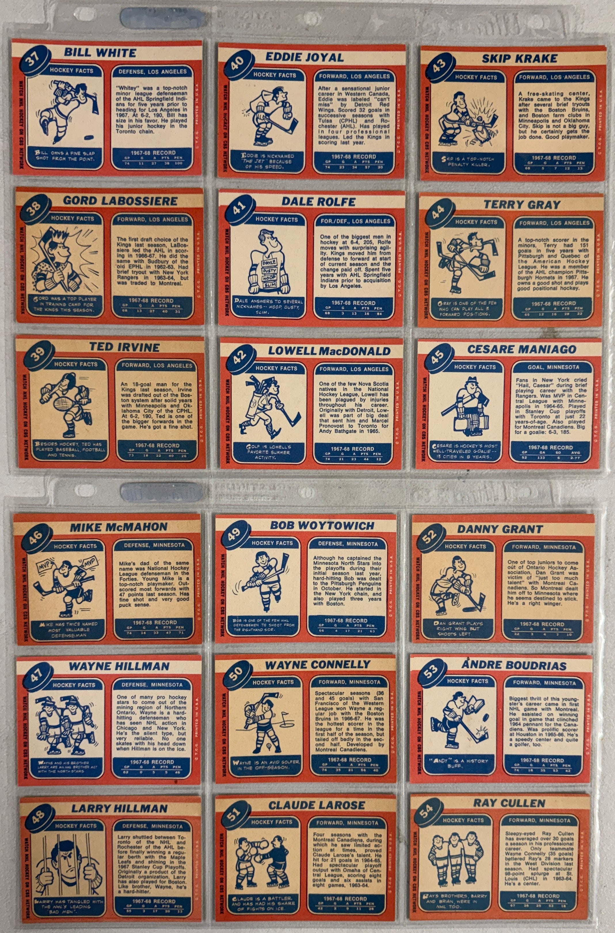 1968/69 Topps Hockey Complete Set (132) VG/EX-EX/MT