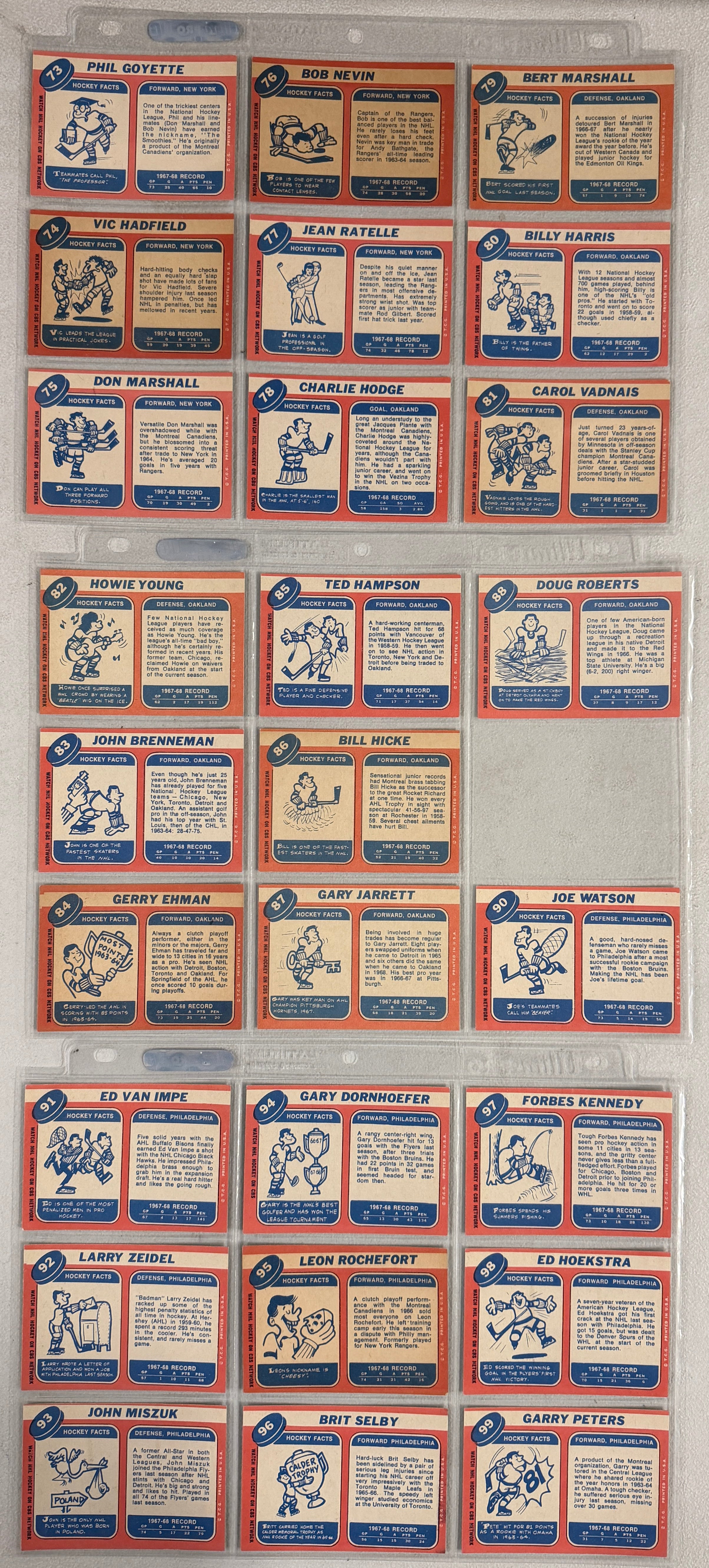 1968/69 Topps Hockey Complete Set (132) VG/EX-EX/MT