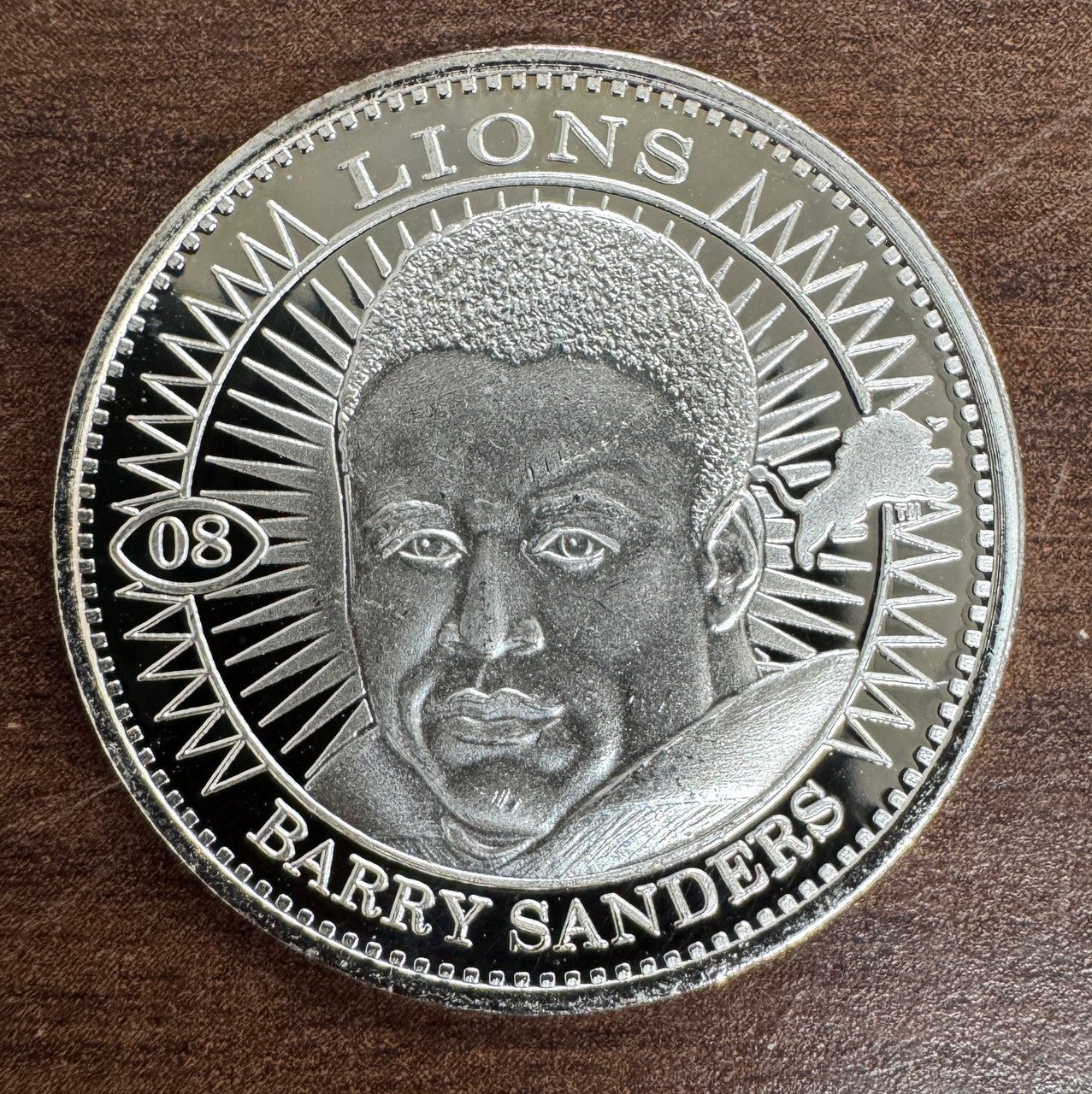 1997 Pinnacle Mint Collection Barry Sanders Silver Coin w/ Card