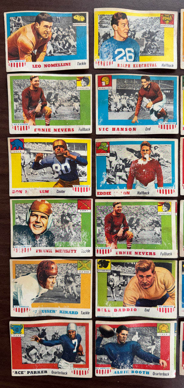 1955 Topps All American Football Lot of 46 Low Grade w/ Duplicates