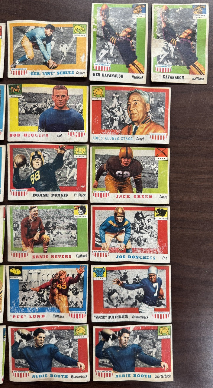 1955 Topps All American Football Lot of 46 Low Grade w/ Duplicates
