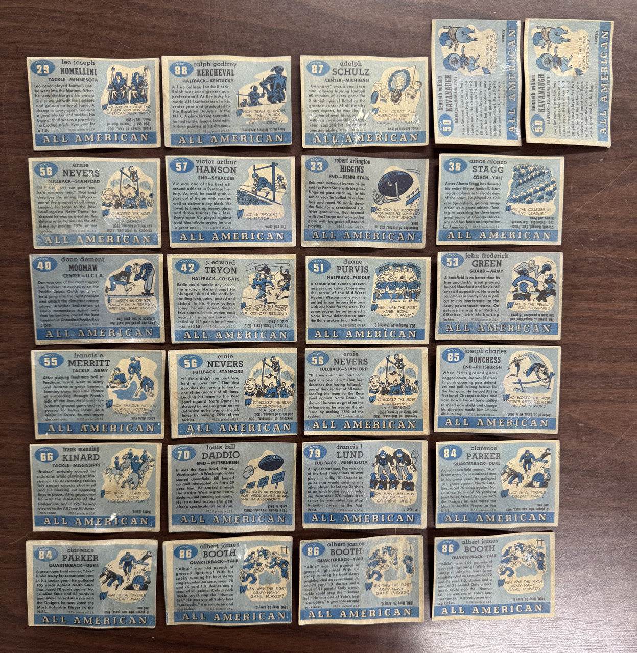 1955 Topps All American Football Lot of 46 Low Grade w/ Duplicates