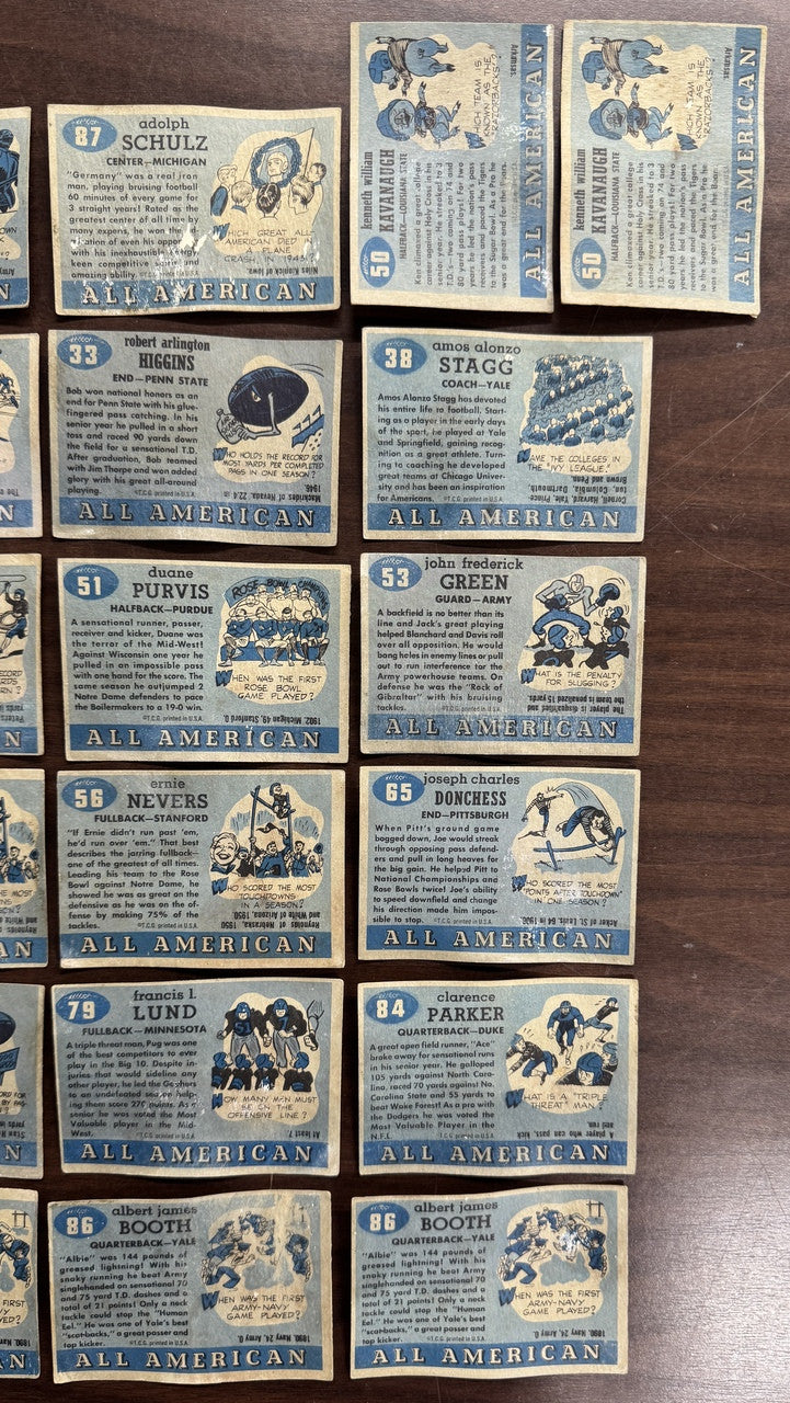 1955 Topps All American Football Lot of 46 Low Grade w/ Duplicates