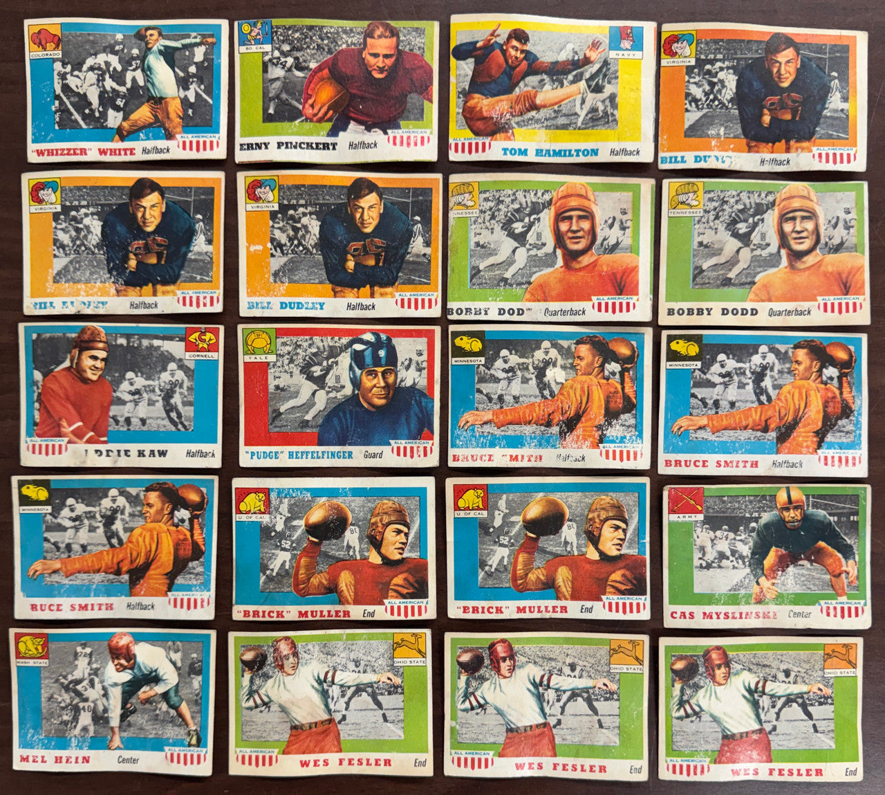 1955 Topps All American Football Lot of 46 Low Grade w/ Duplicates
