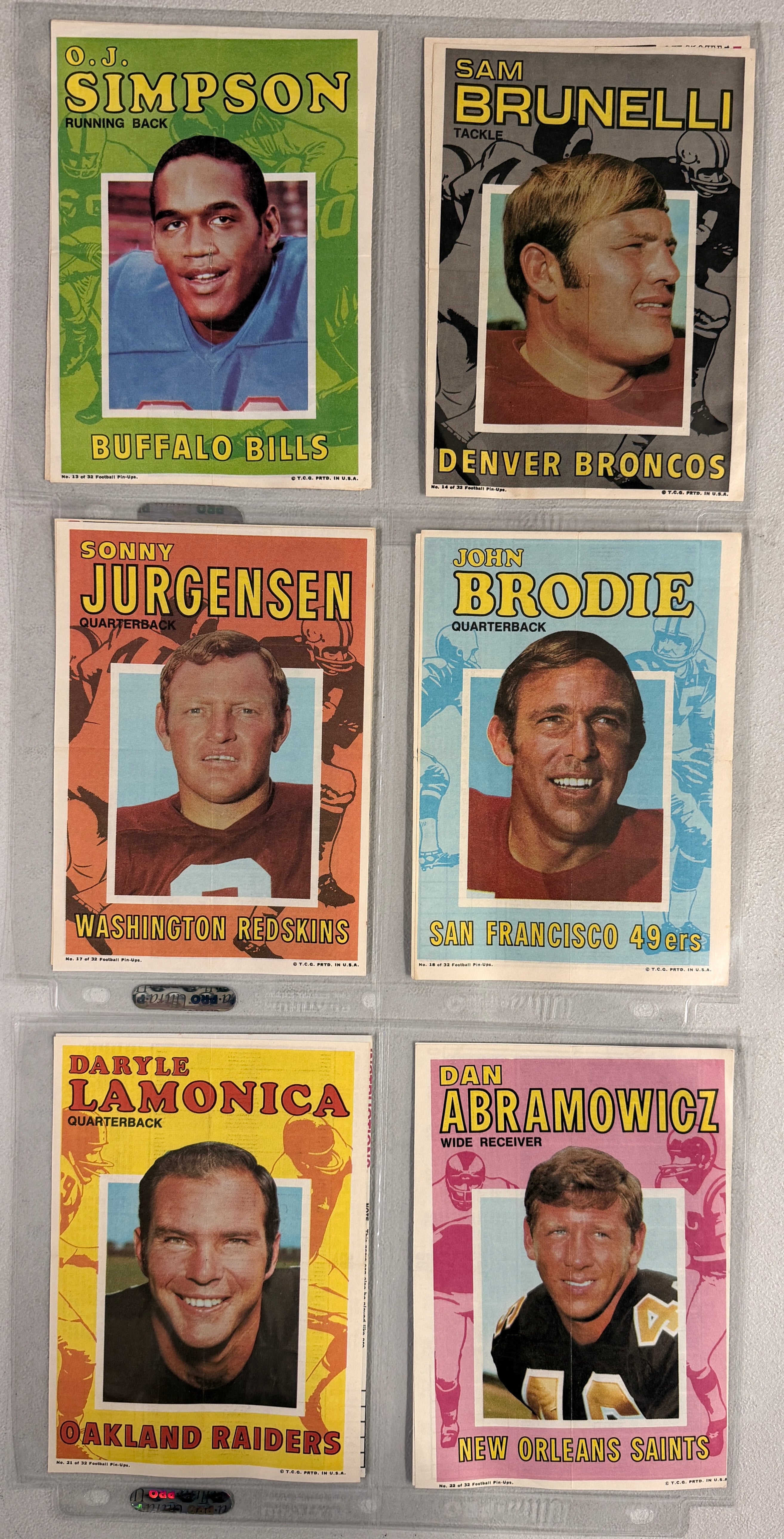 1971 Topps Football Posters Complete Set (32) EX-MT/NM