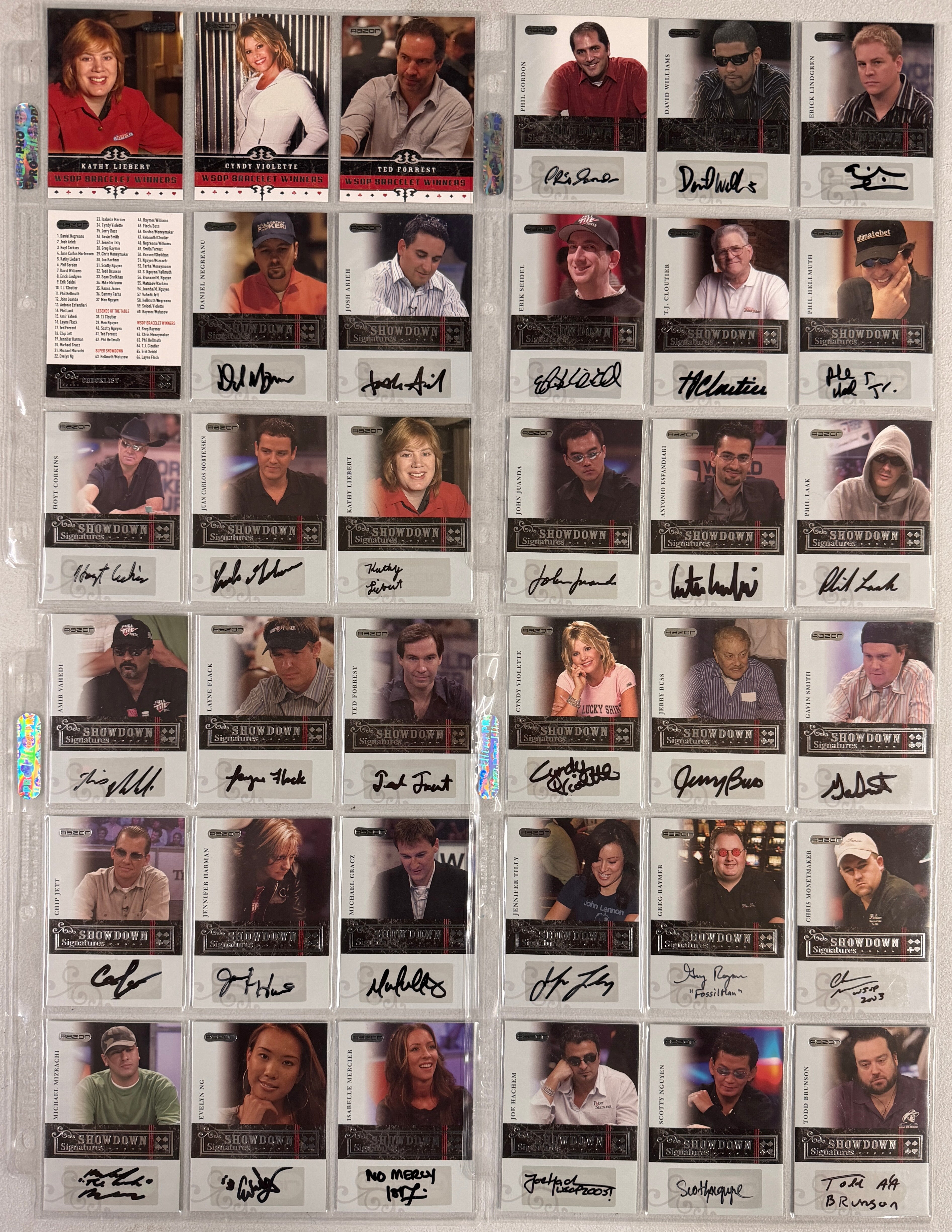 2006 Razor Poker Autographed Complete Set w/ Reg Base Set + Ted Forrest PP3 Auto