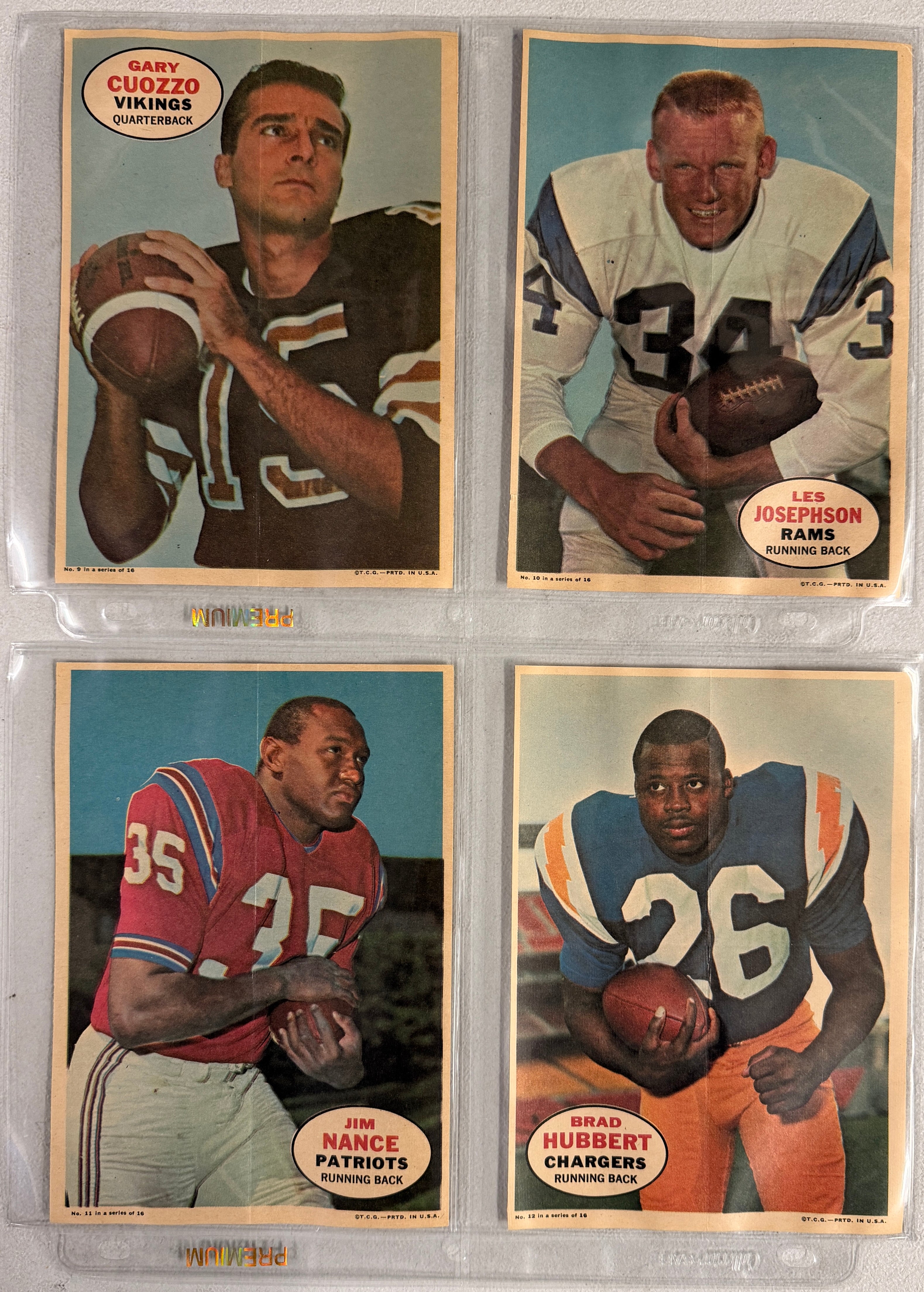 1968 Topps Football Poster Set Complete (16) NM