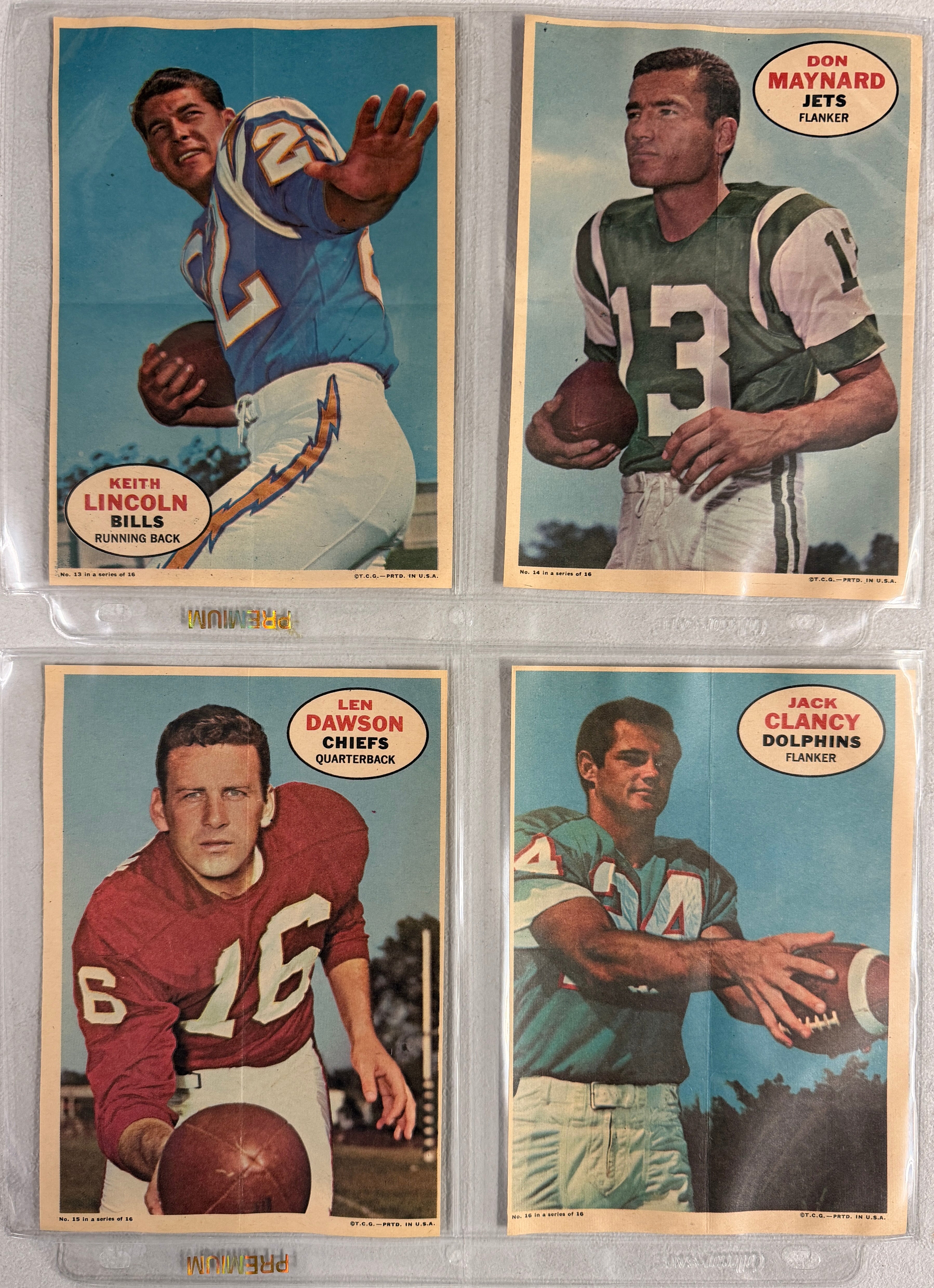 1968 Topps Football Poster Set Complete (16) NM