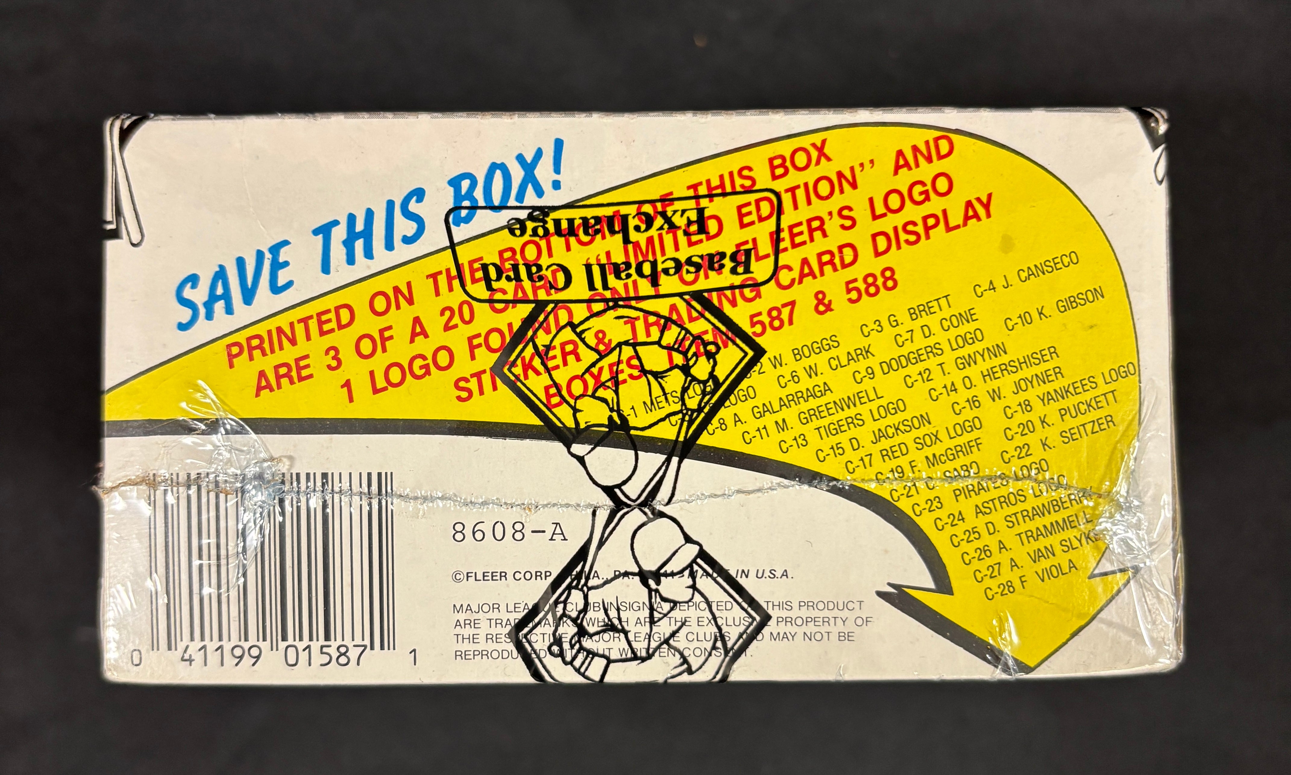 1989 Fleer Baseball Wax Box BBCE Wrapped/Sealed