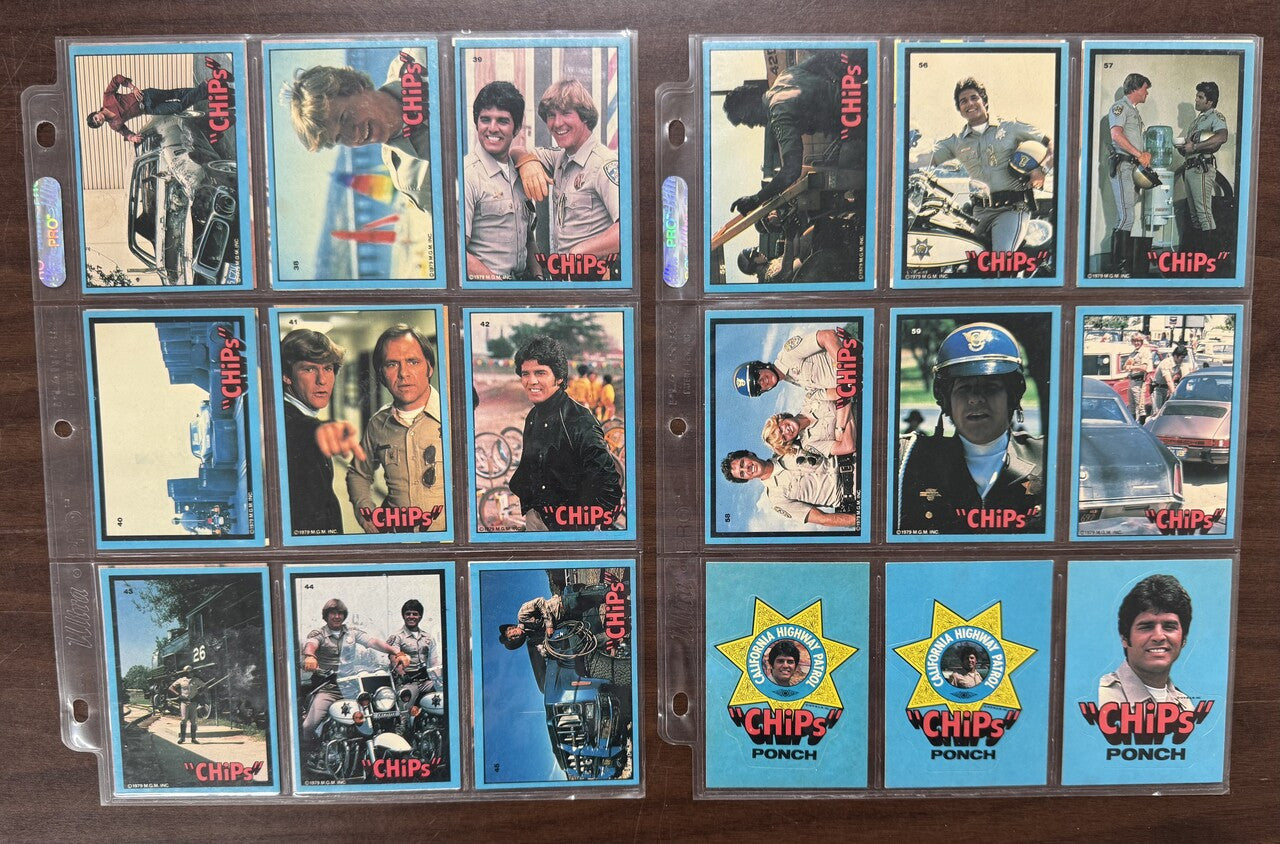 1979 Donruss "CHiPs" Complete Card Set (60) W/ Stickers (6) NM