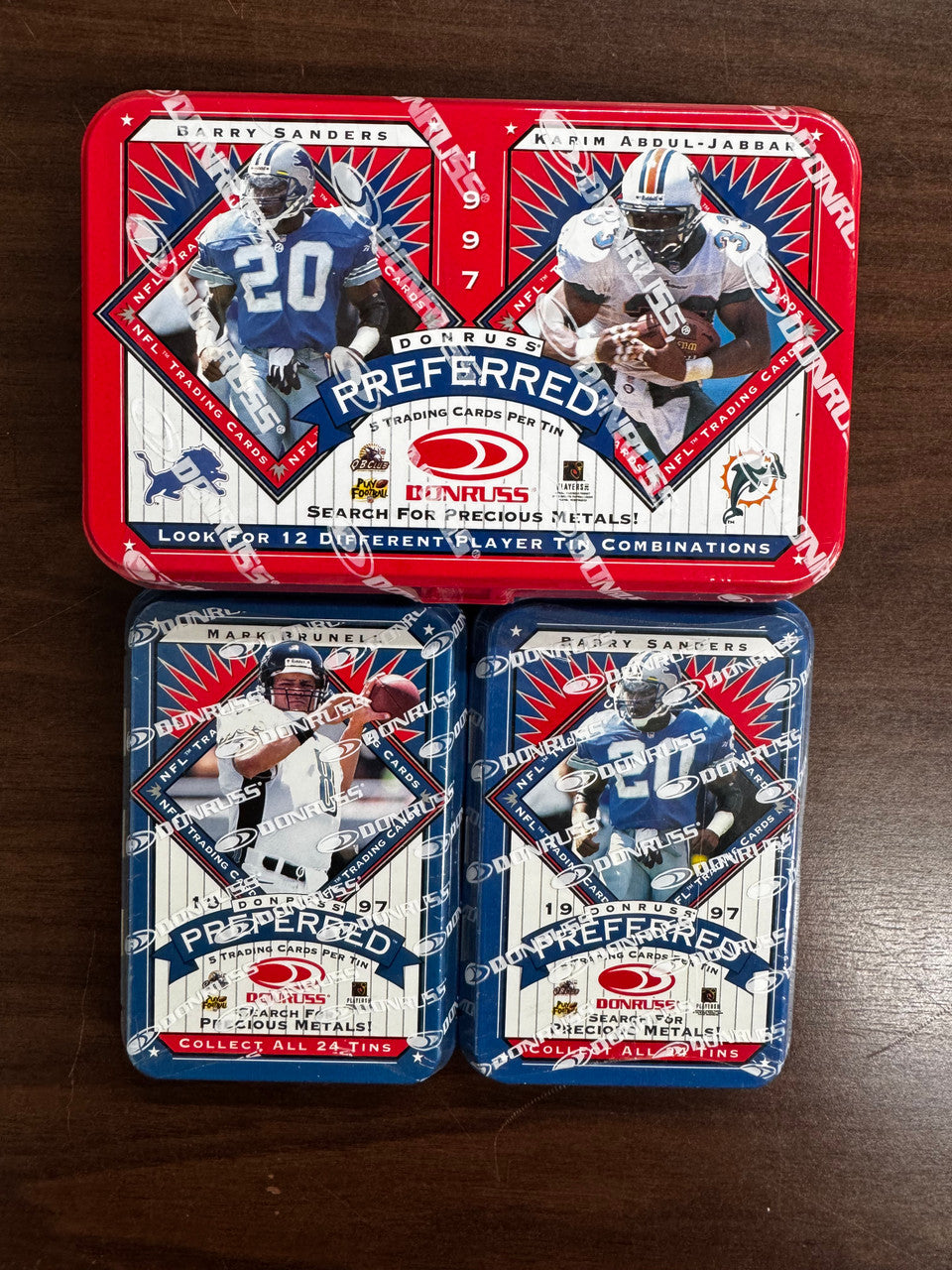 1997 Donruss Preferred Football Tin Lot of 3 All Factory Sealed Barry Sanders