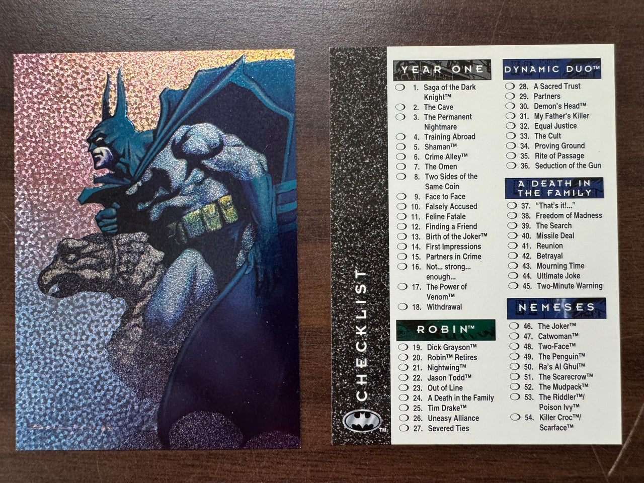 1994 SkyBox Batman: Saga of the Dark Knight Complete Card Set (100) NM